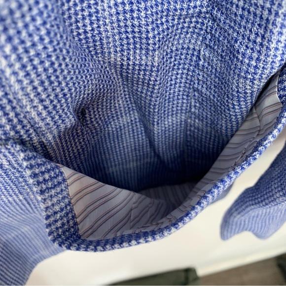 Luigi Bianchi Mantova L.B.M. 1911 Blazer Mens 54R Blue Linen Cotton Sport Coat - Picture 6 of 8